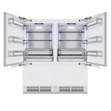 ZLINE Autograph Edition 72 in. 39.6 cu. ft. Panel Ready French Door Built-In Bottom Freezer Refrigerator with Water Dispensers and Ice Makers and Polished Gold Accents (RBITZ-72-G)