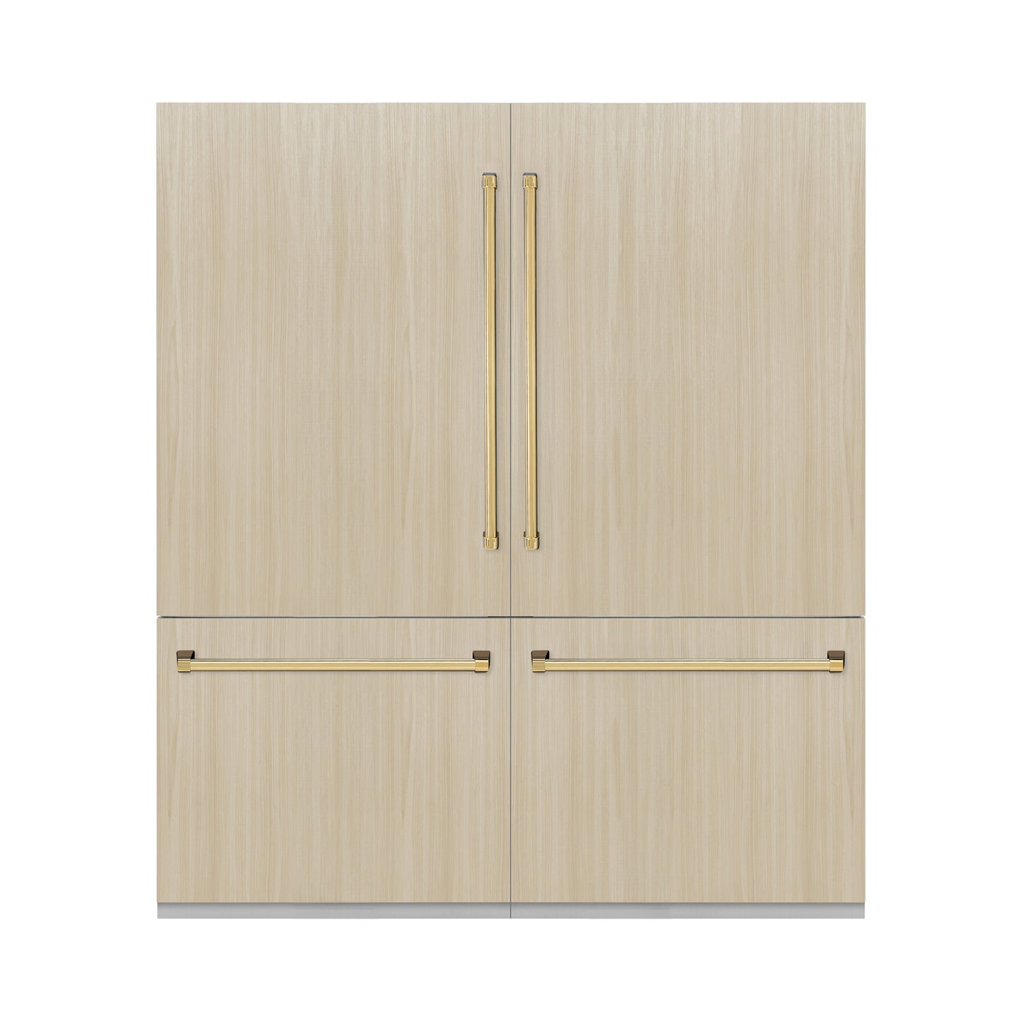 ZLINE Autograph Edition 72 in. 39.6 cu. ft. Panel Ready French Door Built-In Bottom Freezer Refrigerator with Water Dispensers and Ice Makers and Polished Gold Accents (RBITZ-72-G)