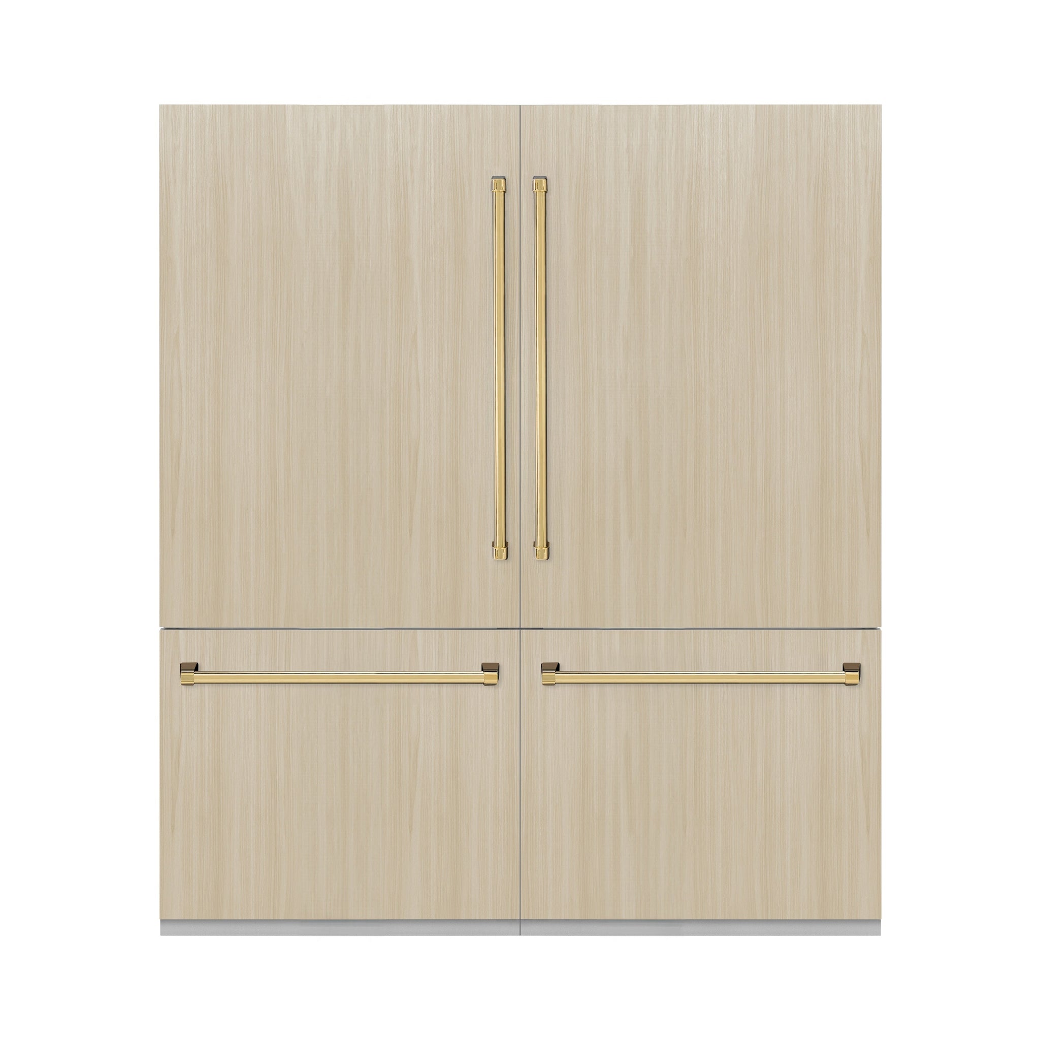 ZLINE Autograph Edition 72 in. 39.6 cu. ft. Panel Ready French Door Built-In Bottom Freezer Refrigerator with Water Dispensers and Ice Makers and Polished Gold Accents (RBITZ-72-G)