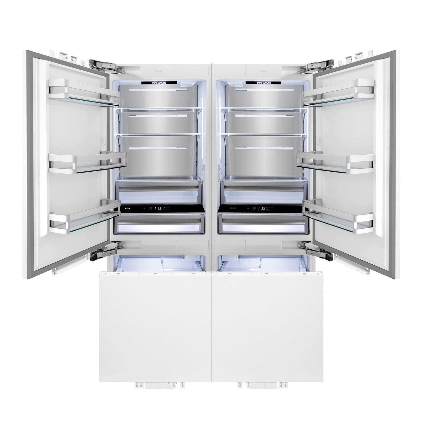 ZLINE 60 in. 32.2 cu. ft. Panel Ready French Door Built-In Bottom Freezer Refrigerator with Water Dispensers and Ice Makers (RBIV-60)