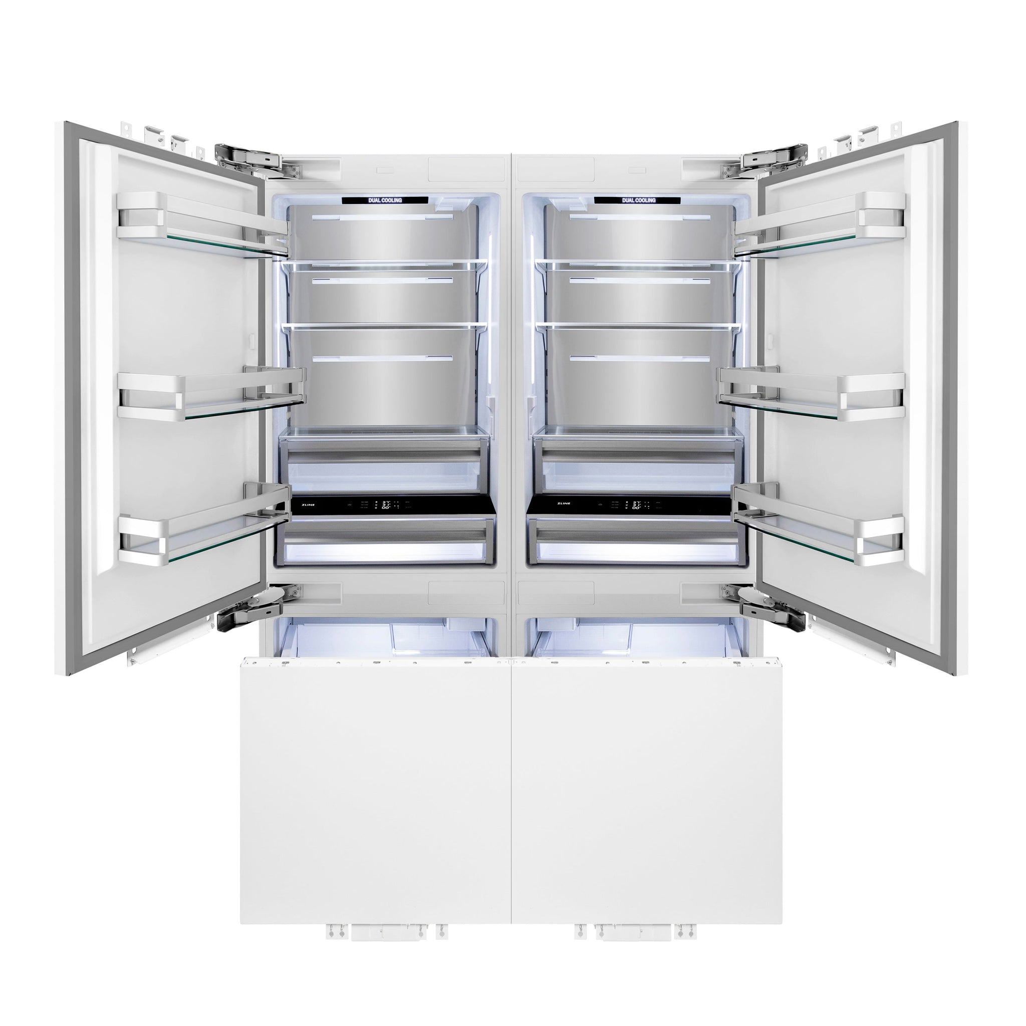 ZLINE 60 in. 32.2 cu. ft. Panel Ready French Door Built-In Bottom Freezer Refrigerator with Water Dispensers and Ice Makers (RBIV-60)