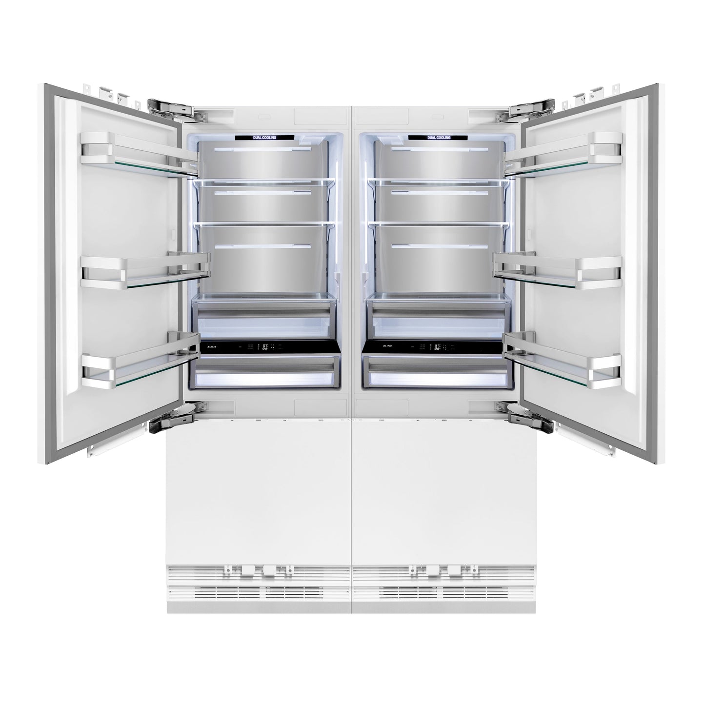 ZLINE 60 in. 32.2 cu. ft. Panel Ready French Door Built-In Bottom Freezer Refrigerator with Water Dispensers and Ice Makers (RBIV-60)