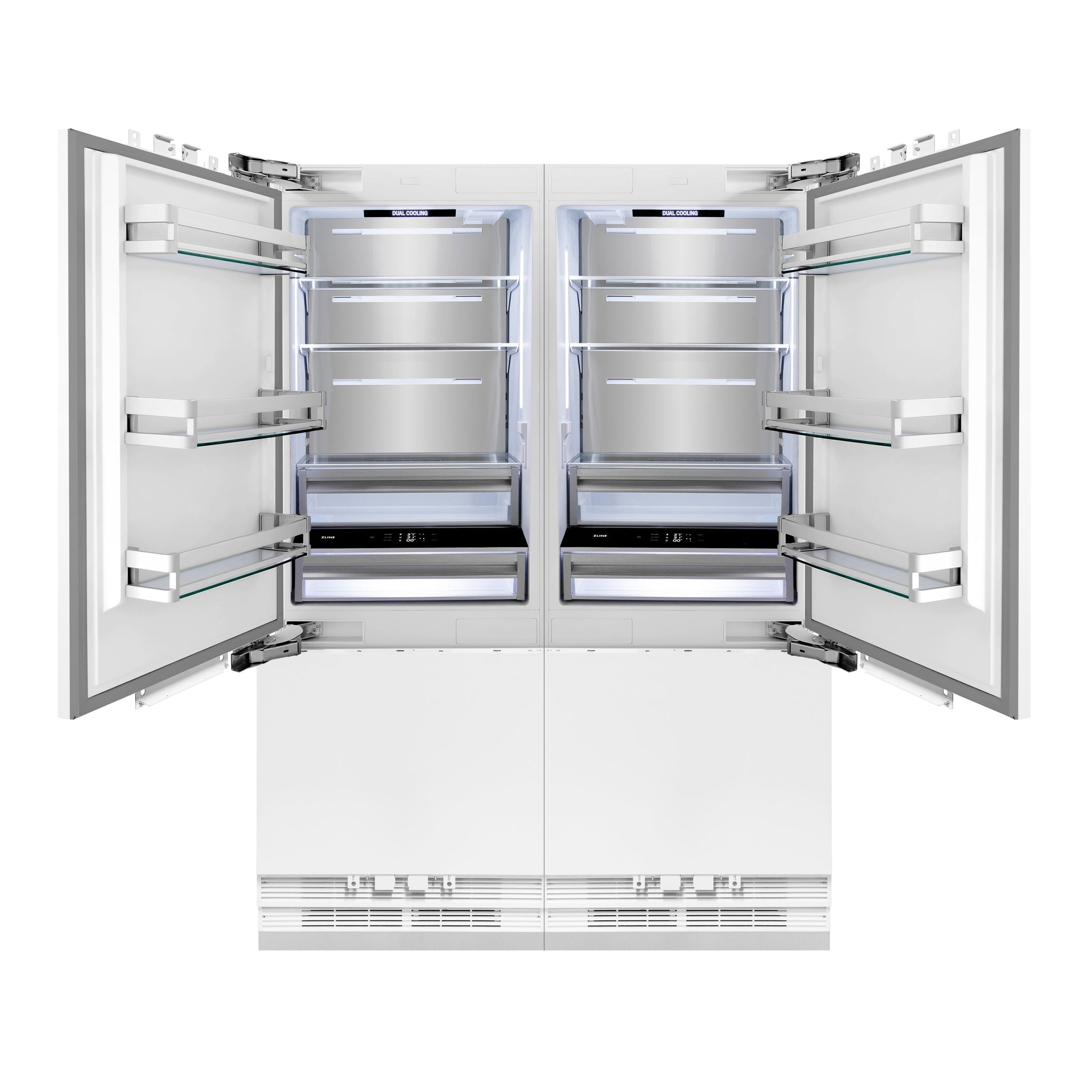 ZLINE 60 in. 32.2 cu. ft. Panel Ready French Door Built-In Bottom Freezer Refrigerator with Water Dispensers and Ice Makers (RBIV-60)