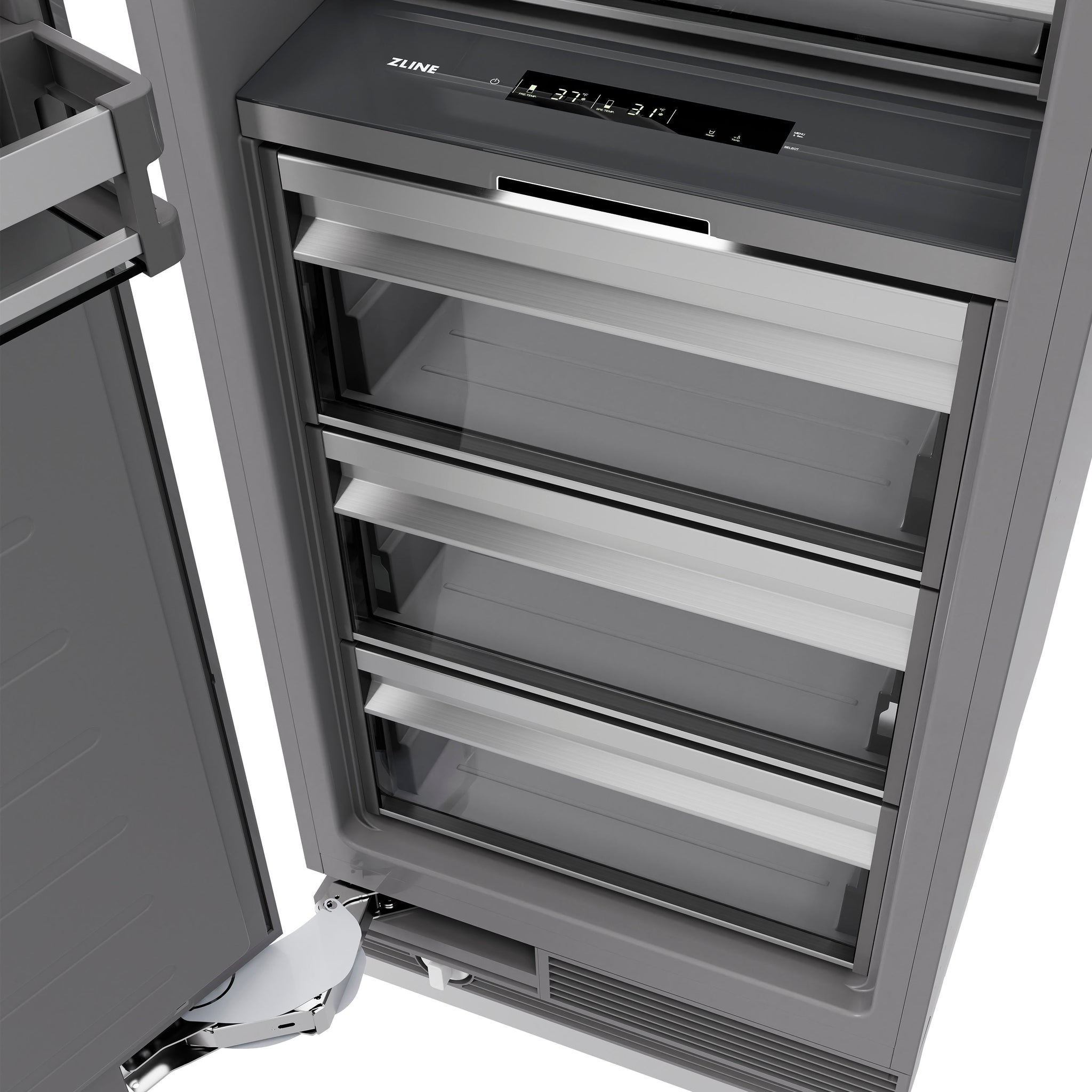 ZLINE 24 in. 12.5 cu. ft. Column Refrigerator in Stainless Steel with Graphite Gray Interior (RCRV-304-24)