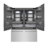 ZLINE 60 in. 32.2 cu. ft. French Door Built-In Bottom Freezer Refrigerator with Water Dispensers and Ice Makers in Stainless Steel with Graphite Gray Interior (GRBIV-304-60)