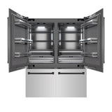 ZLINE Autograph Edition 60 in. 32.2 cu. ft. French Door Built-In Bottom Freezer Refrigerator with Water Dispenser and Ice Maker in Stainless Steel with Graphite Gray Interior and Matte Black Accents (GRBIVZ-304-60MB)