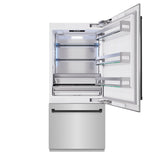 ZLINE Autograph Edition 36 in. 19.8 cu. ft. Built-In Bottom Freezer Refrigerator with Water Dispenser and Ice Maker in Stainless Steel with Matte Black Accents (RBITZ-304-36MB)
