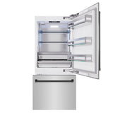 ZLINE Autograph Edition 36 in. 19.8 cu. ft. Built-In Bottom Freezer Refrigerator with Water Dispenser and Ice Maker in Stainless Steel with Matte Black Accents (RBITZ-304-36MB)