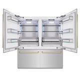ZLINE Autograph Edition 72 in. 39.6 cu. ft. French Door Built-In Bottom Freezer Refrigerator with Water Dispensers and Ice Makers in Stainless Steel with Champagne Bronze Accents (RBITZ-304-72CB)
