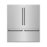 ZLINE Autograph Edition 72 in. 39.6 cu. ft. French Door Built-In Bottom Freezer Refrigerator with Water Dispensers and Ice Makers in Stainless Steel with Matte Black Accents (RBITZ-304-72MB)