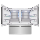 ZLINE Autograph Edition 72 in. 39.6 cu. ft. French Door Built-In Bottom Freezer Refrigerator with Water Dispensers and Ice Makers in Stainless Steel with Matte Black Accents (RBITZ-304-72MB)