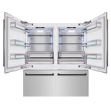ZLINE Autograph Edition 72 in. 39.6 cu. ft. French Door Built-In Bottom Freezer Refrigerator with Water Dispensers and Ice Makers in Stainless Steel with Matte Black Accents (RBITZ-304-72MB)