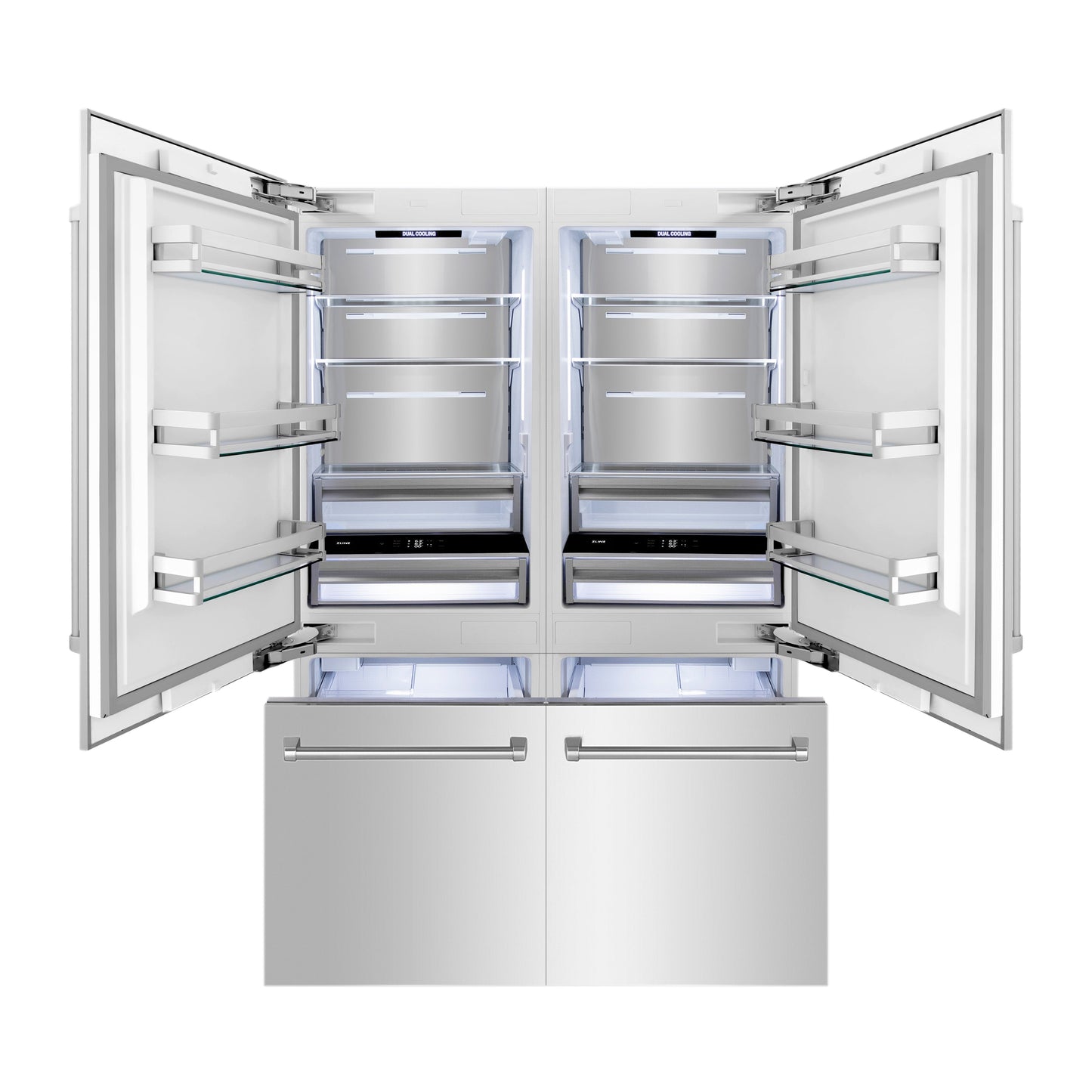 ZLINE 60 in. 32.2 cu. ft. French Door Built-In Bottom Freezer Refrigerator with Water Dispensers and Ice Makers in Stainless Steel (RBIV-304-60)