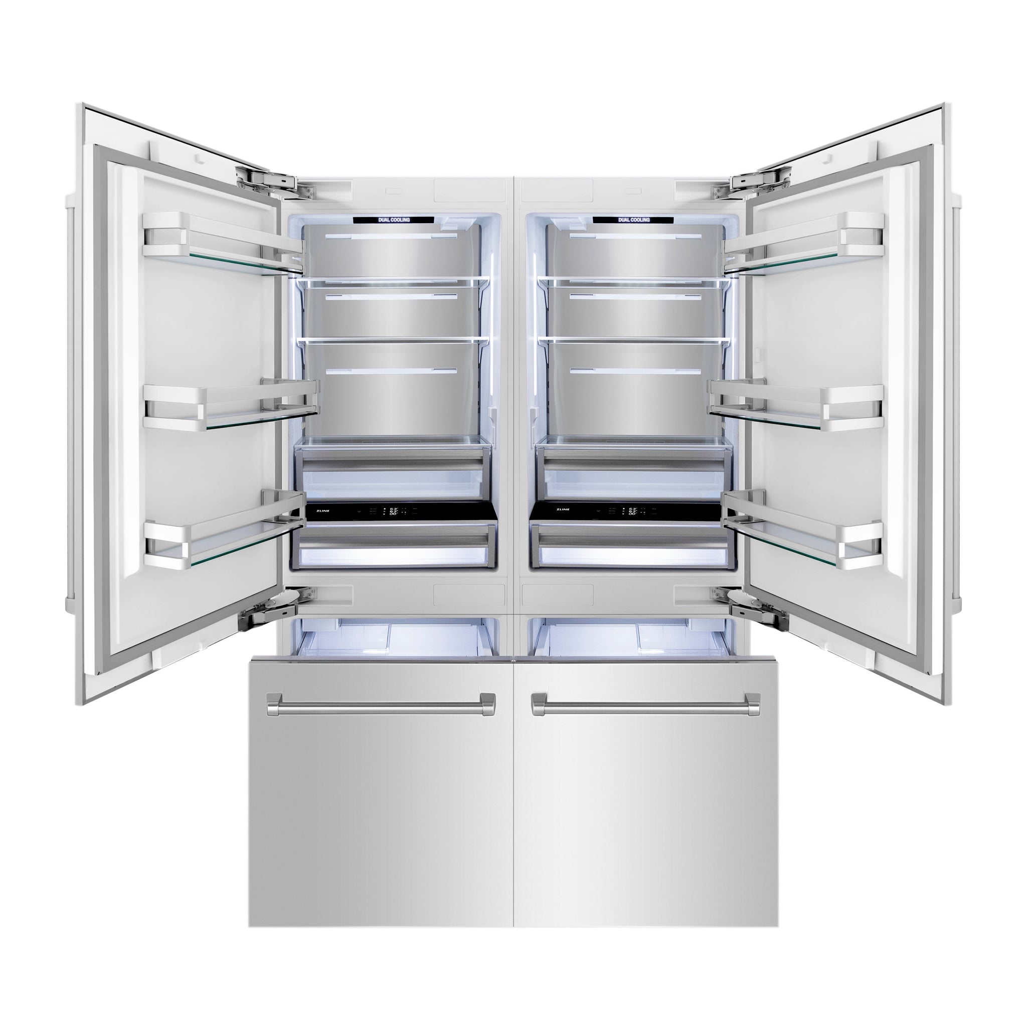 ZLINE 60 in. 32.2 cu. ft. French Door Built-In Bottom Freezer Refrigerator with Water Dispensers and Ice Makers in Stainless Steel (RBIV-304-60)