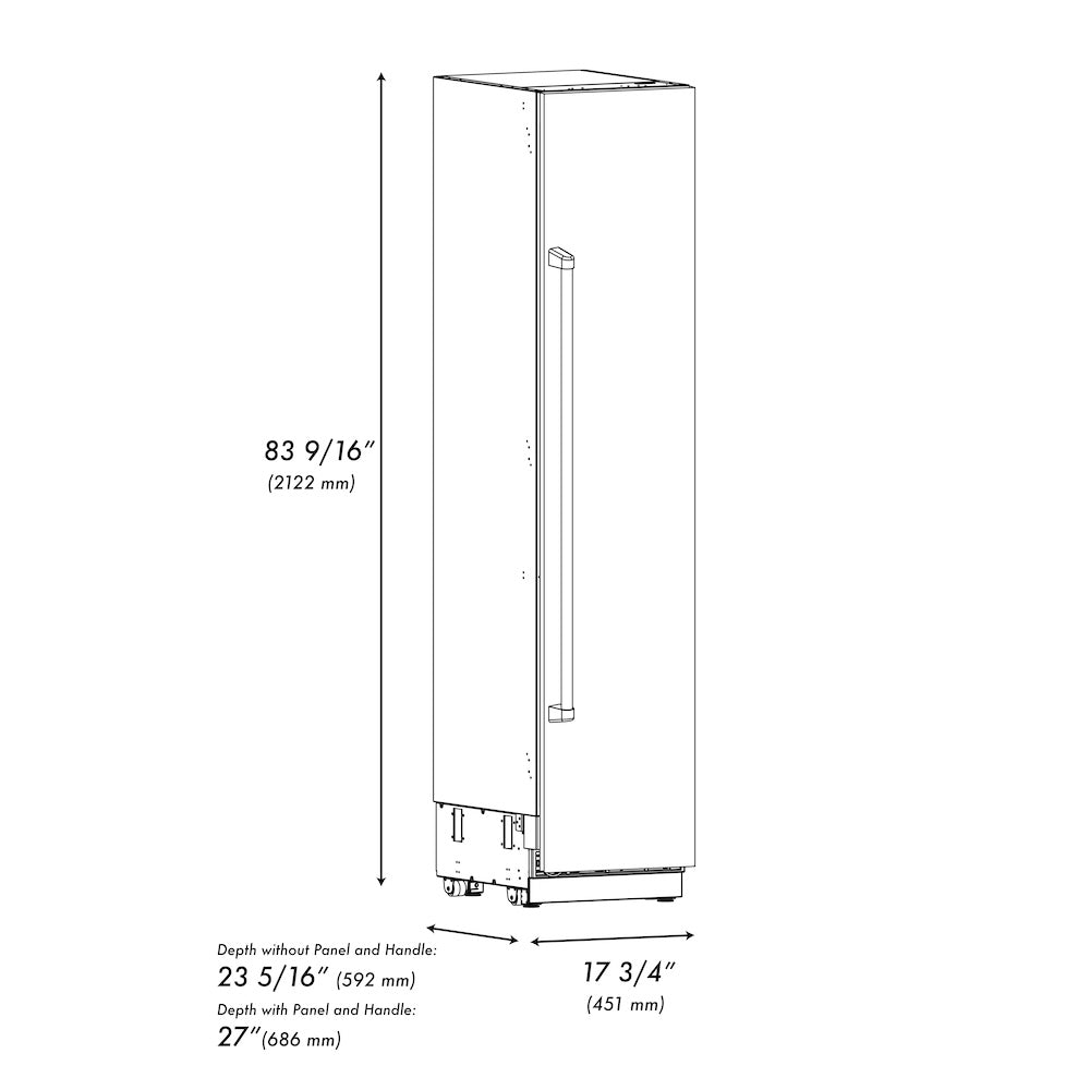 ZLINE 18 in. 8.6 cu. ft. Right Hinge Column Freezer in White Matte with Graphite Gray Interior (RCFVR-WM-18)
