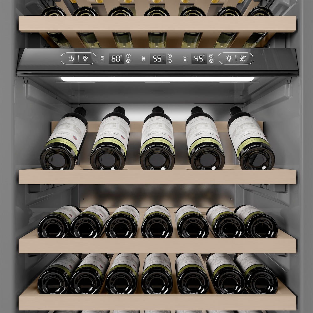 ZLINE 24 in. 12.4 cu. ft. Triple Zone 100 Bottle Column Wine Cooler in White Matte (RCWV-WM-24)