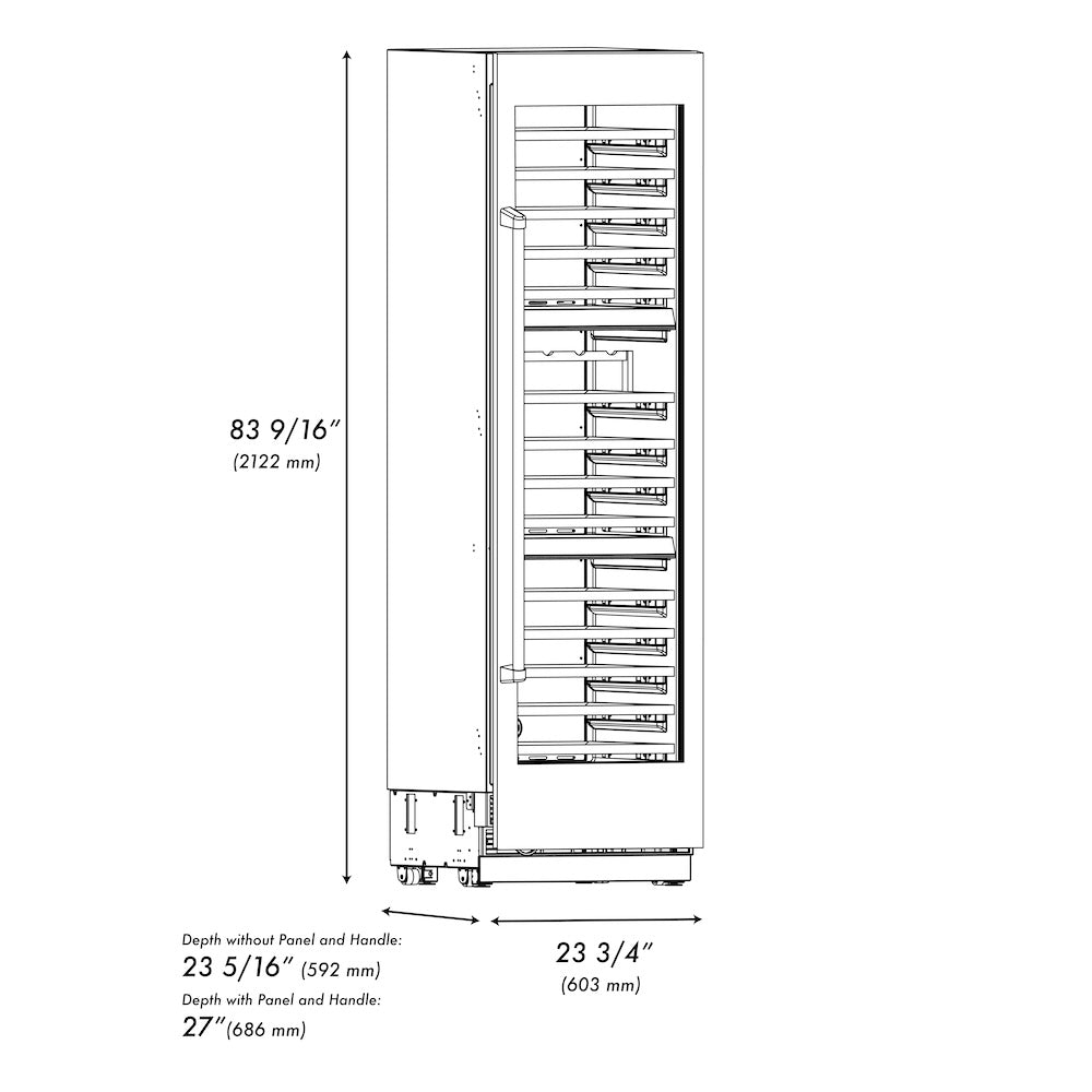 ZLINE 24 in. 12.4 cu. ft. Triple Zone 100 Bottle Column Wine Cooler in White Matte (RCWV-WM-24)