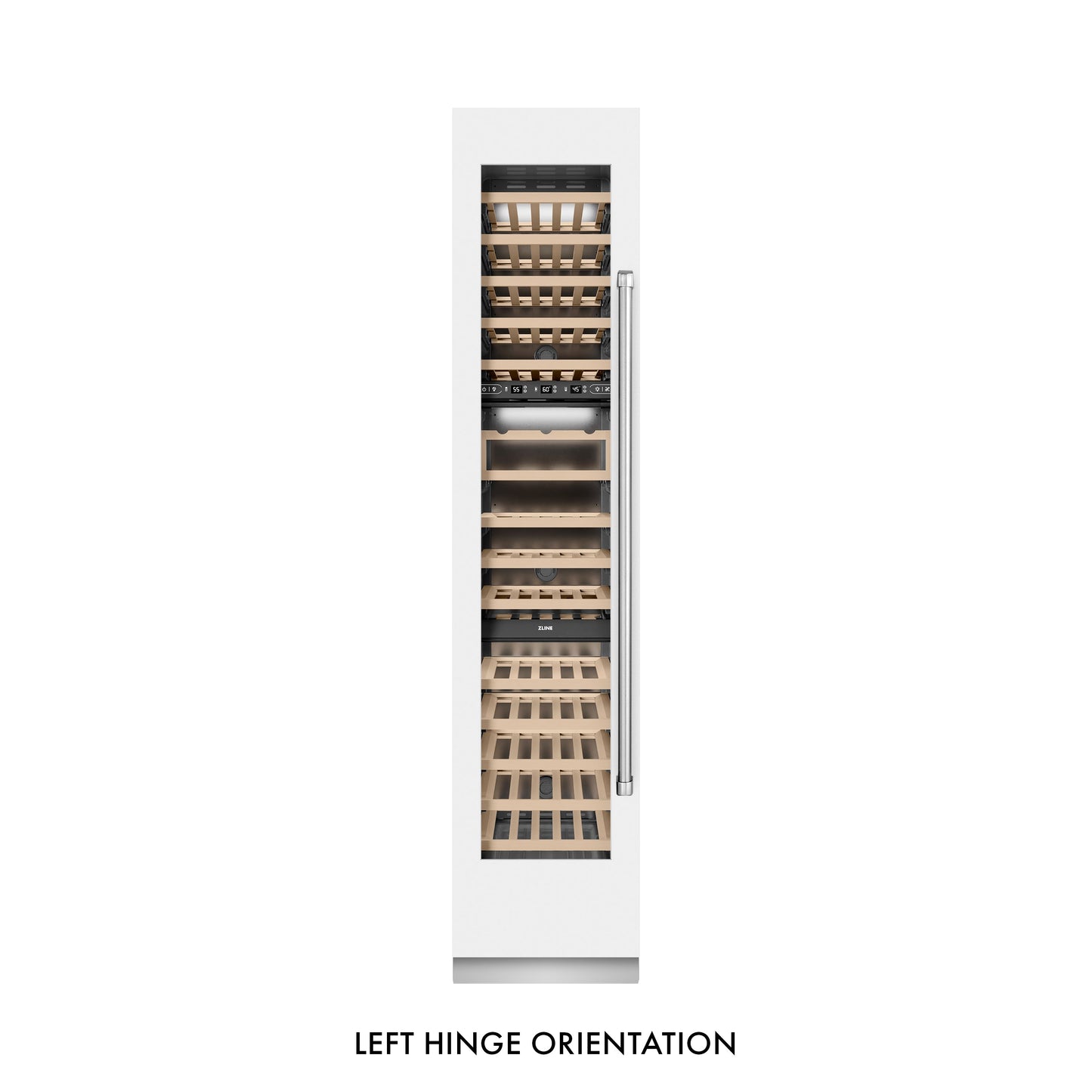ZLINE 18 in. 9.0 cu. ft. Triple Zone 68 Bottle Left Hinge Column Wine Cooler in White Matte (RCWVL-WM-18)