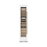 ZLINE Autograph Edition 18 in. 9.0 cu. ft. Triple Zone 68 Bottle Left Hinge Column Wine Cooler in White Matte with Champagne Bronze Accents (RCWVLZ-WM-18-CB)