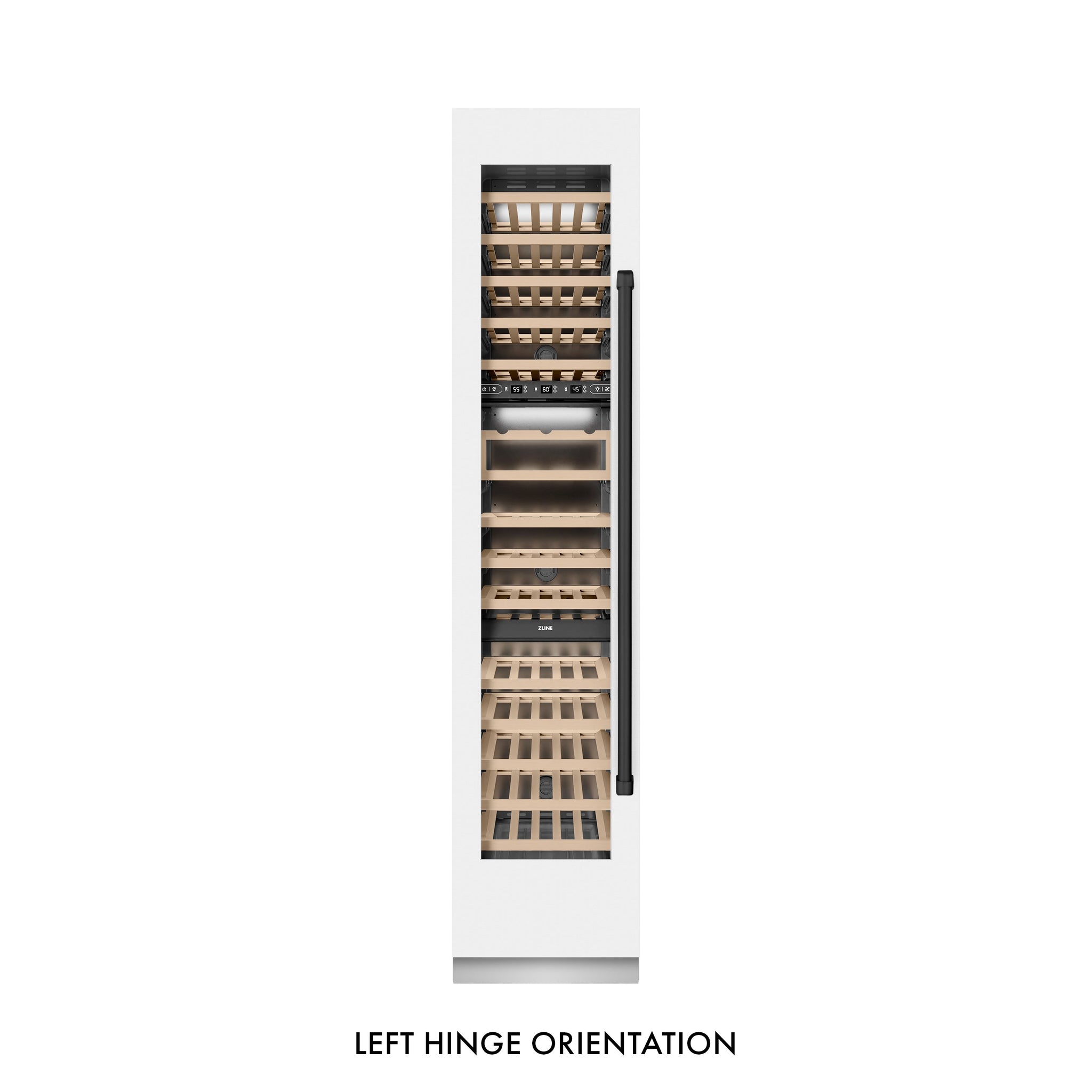 ZLINE Autograph Edition 18 in. 9.0 cu. ft. Triple Zone 68 Bottle Left Hinge Column Wine Cooler in White Matte with Matte Black Accents (RCWVLZ-WM-18-MB)