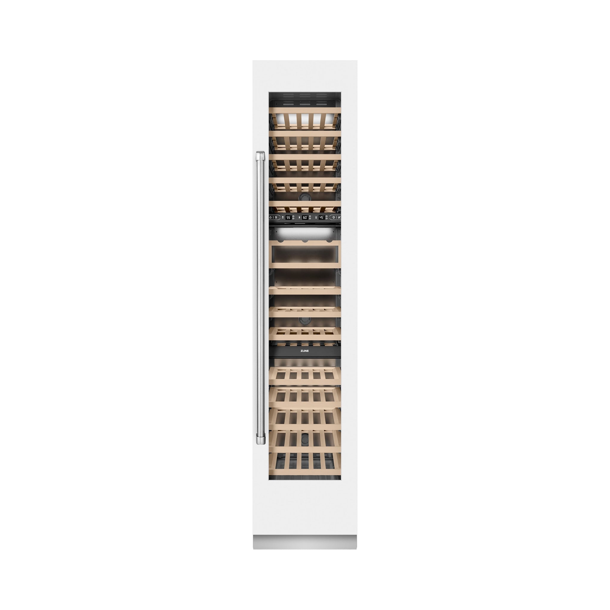 ZLINE 18 in. 9.0 cu. ft. Triple Zone 68 Bottle Right Hinge Column Wine Cooler in White Matte (RCWVR-WM-18)