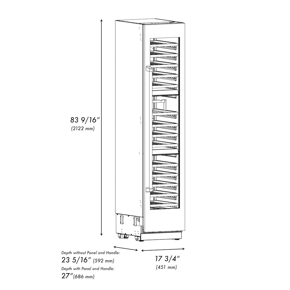 ZLINE Autograph Edition 18 in. 9.0 cu. ft. Triple Zone 68 Bottle Right Hinge Column Wine Cooler in White Matte with Champagne Bronze Accents (RCWVRZ-WM-18-CB)