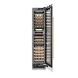 ZLINE Autograph Edition 18 in. 9.0 cu. ft. Triple Zone 68 Bottle Right Hinge Column Wine Cooler in White Matte with Polished Gold Accents (RCWVRZ-WM-18-G)