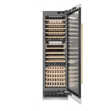 ZLINE Autograph Edition 24 in. 12.4 cu. ft. Triple Zone 100 Bottle Column Wine Cooler in White Matte and Polished Gold Accents (RCWVZ-WM-24-G)