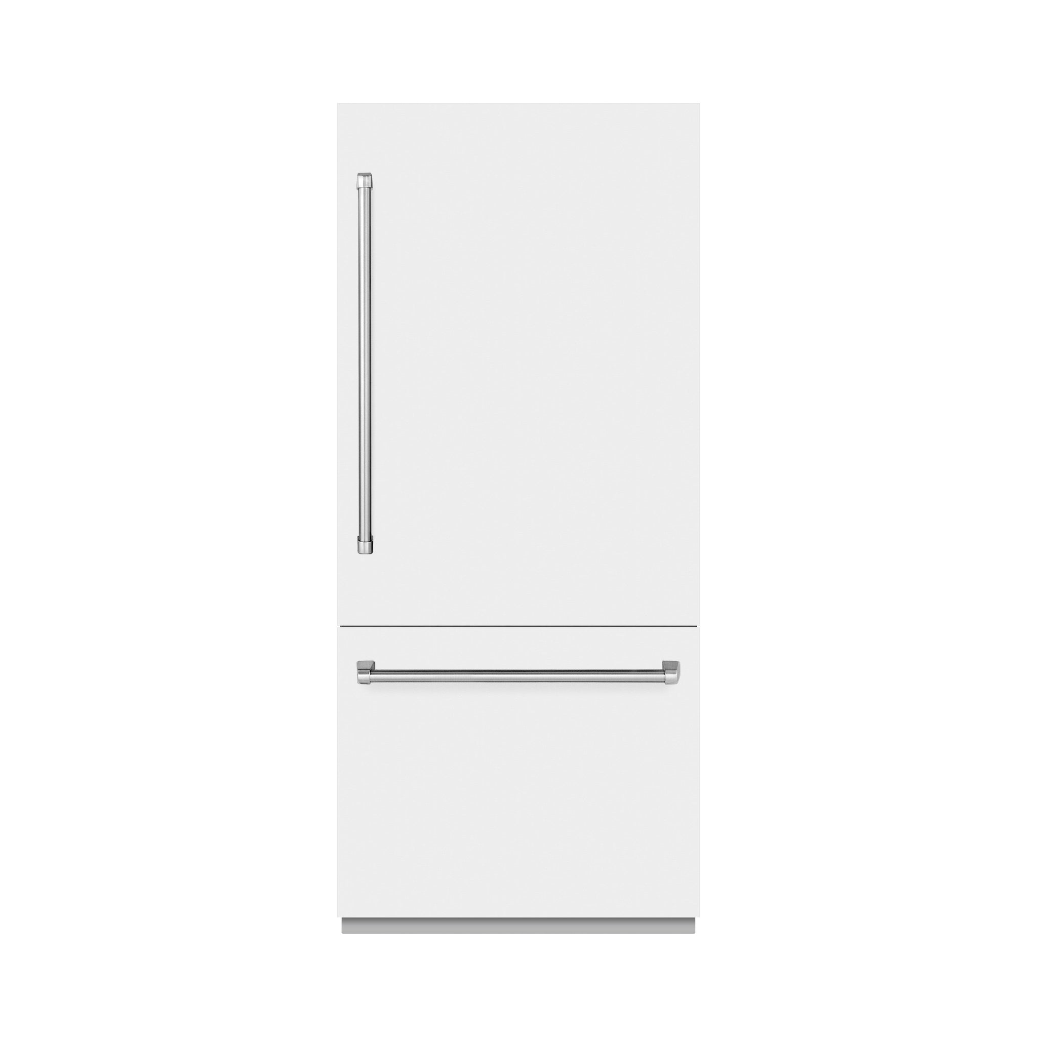 ZLINE 36 in. 19.8 cu. ft. Built-In Bottom Freezer Refrigerator with Water Dispenser and Ice Maker in White Matte with Graphite Gray Interior (GRBIT-WM-36)