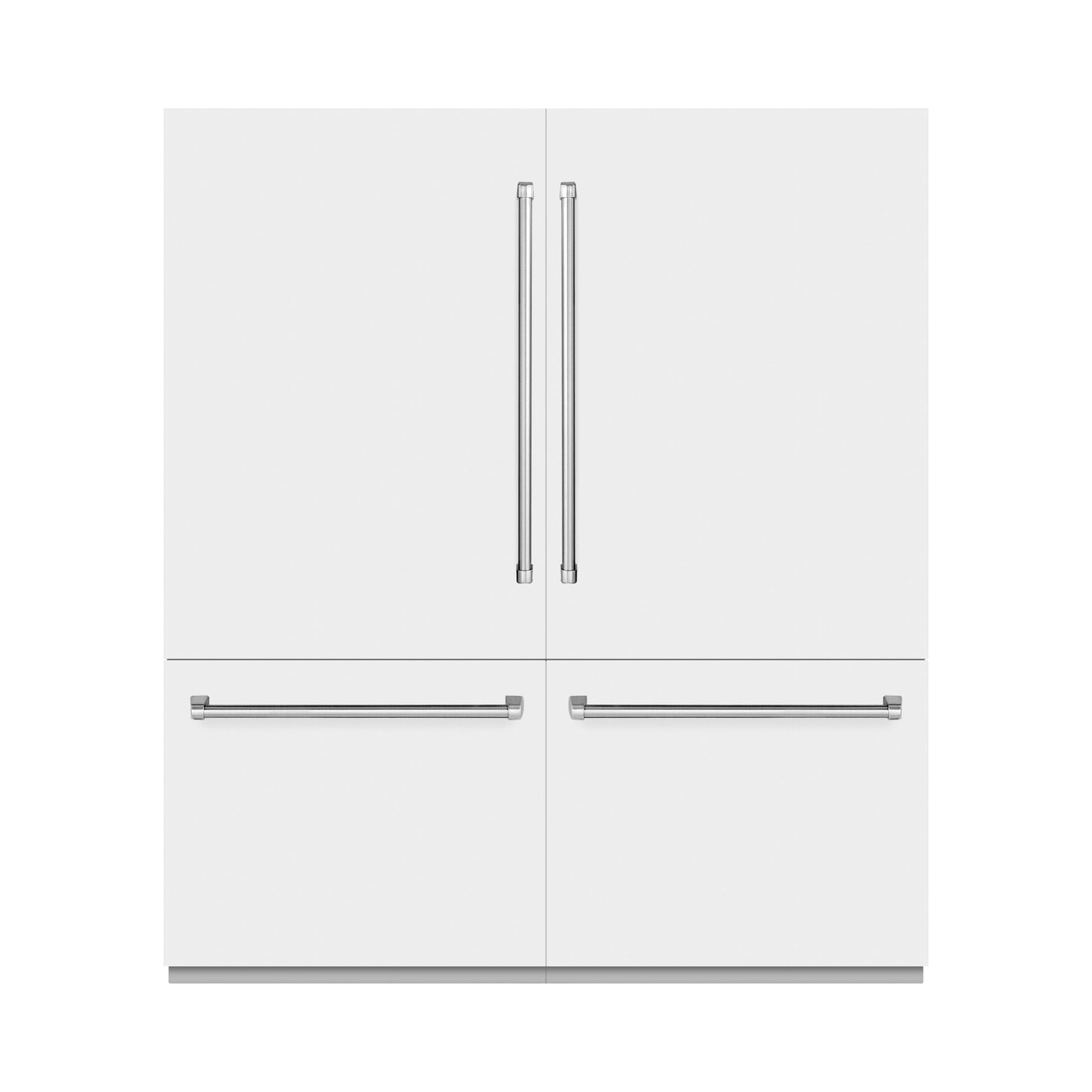 ZLINE 72 in. 39.6 cu. ft. French Door Built-In Bottom Freezer Refrigerator with Water Dispensers and Ice Makers in White Matte with Graphite Gray Interior (GRBIT-WM-72)
