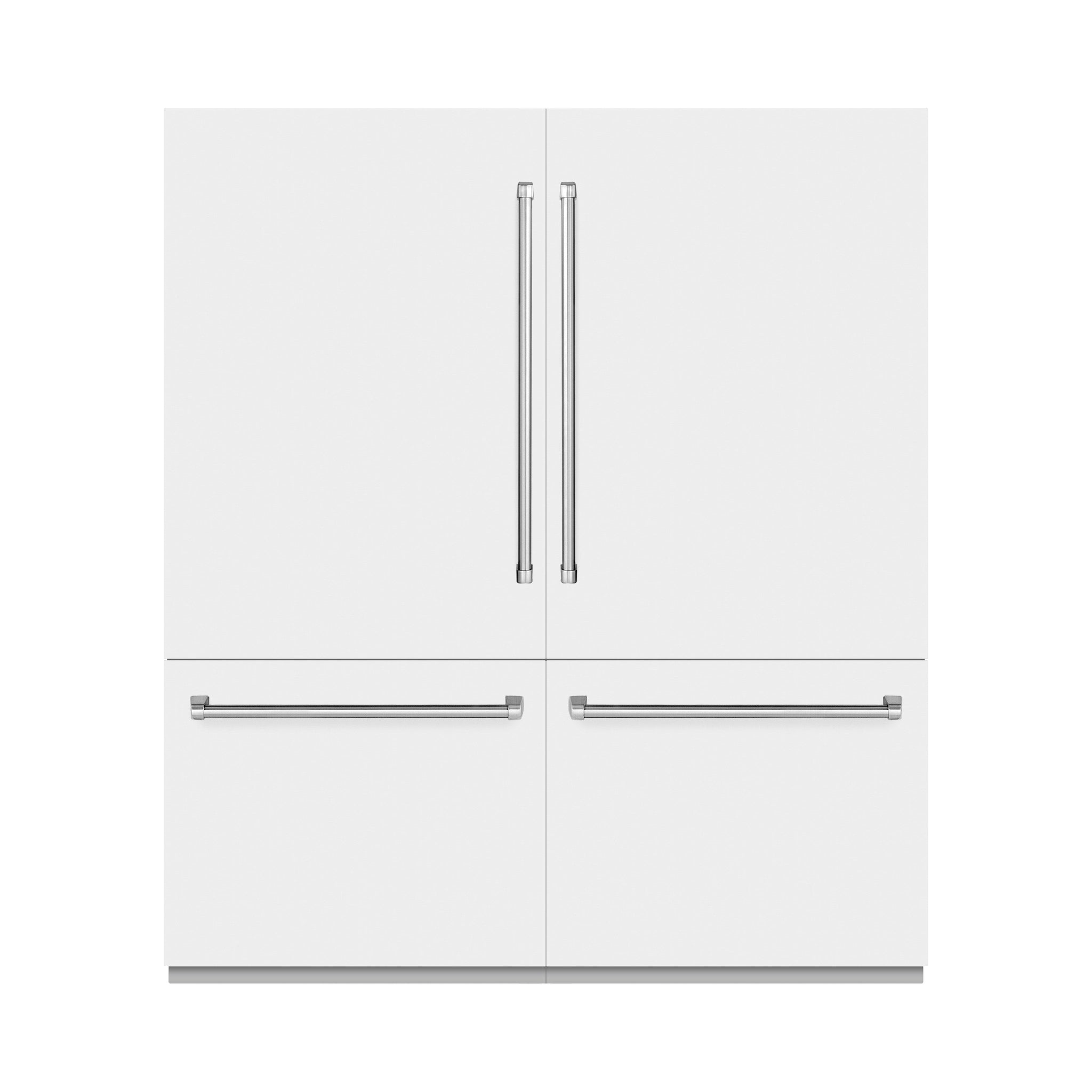 ZLINE 72 in. 39.6 cu. ft. French Door Built-In Bottom Freezer Refrigerator with Water Dispensers and Ice Makers in White Matte with Graphite Gray Interior (GRBIT-WM-72)