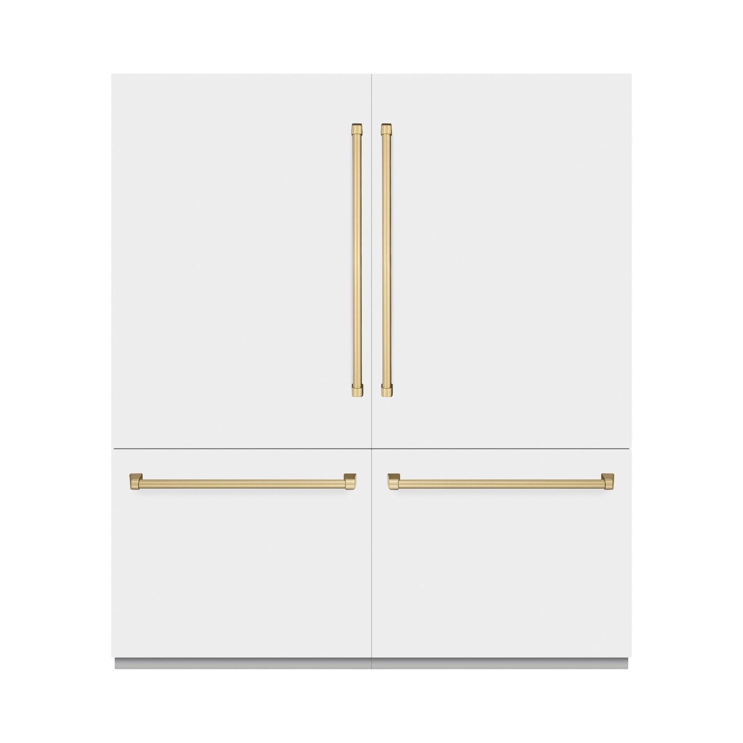 ZLINE Autograph Edition 72 in. 39.6 cu. ft. French Door Built-In Bottom Freezer Refrigerator with Water Dispensers and Ice Makers in White Matte with Graphite Gray Interior and Champagne Bronze Accents (GRBITZ-WM-72-CB)