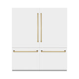 ZLINE Autograph Edition 72 in. 39.6 cu. ft. French Door Built-In Bottom Freezer Refrigerator with Water Dispensers and Ice Makers in White Matte with Graphite Gray Interior and Polished Gold Accents (GRBITZ-WM-72-G)