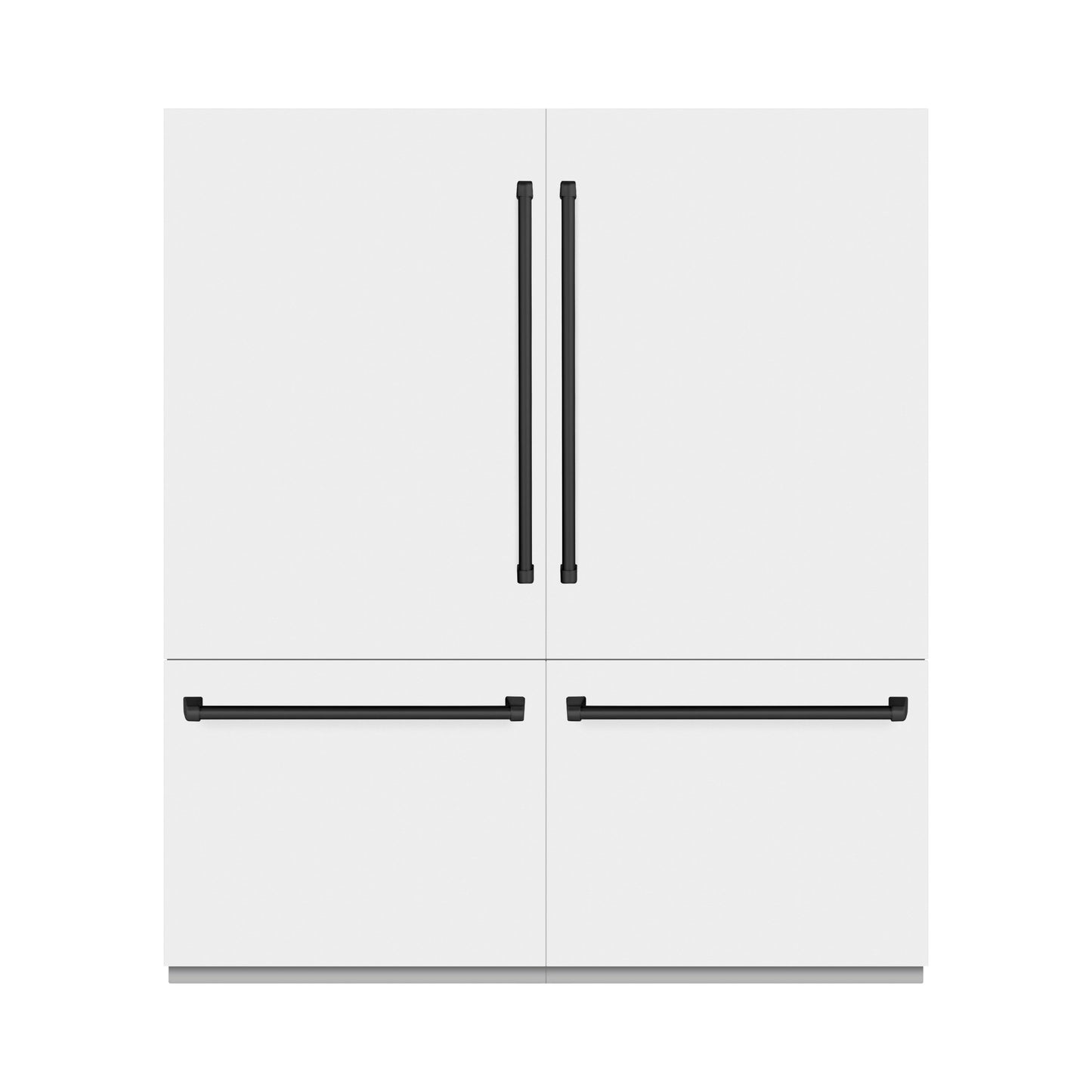 ZLINE Autograph Edition 72 in. 39.6 cu. ft. French Door Built-In Bottom Freezer Refrigerator with Water Dispensers and Ice Makers in White Matte with Graphite Gray Interior and Matte Black Accents (GRBITZ-WM-72-MB)