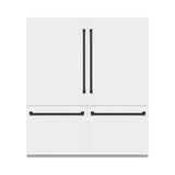 ZLINE Autograph Edition 72 in. 39.6 cu. ft. French Door Built-In Bottom Freezer Refrigerator with Water Dispensers and Ice Makers in White Matte with Graphite Gray Interior and Matte Black Accents (GRBITZ-WM-72-MB)