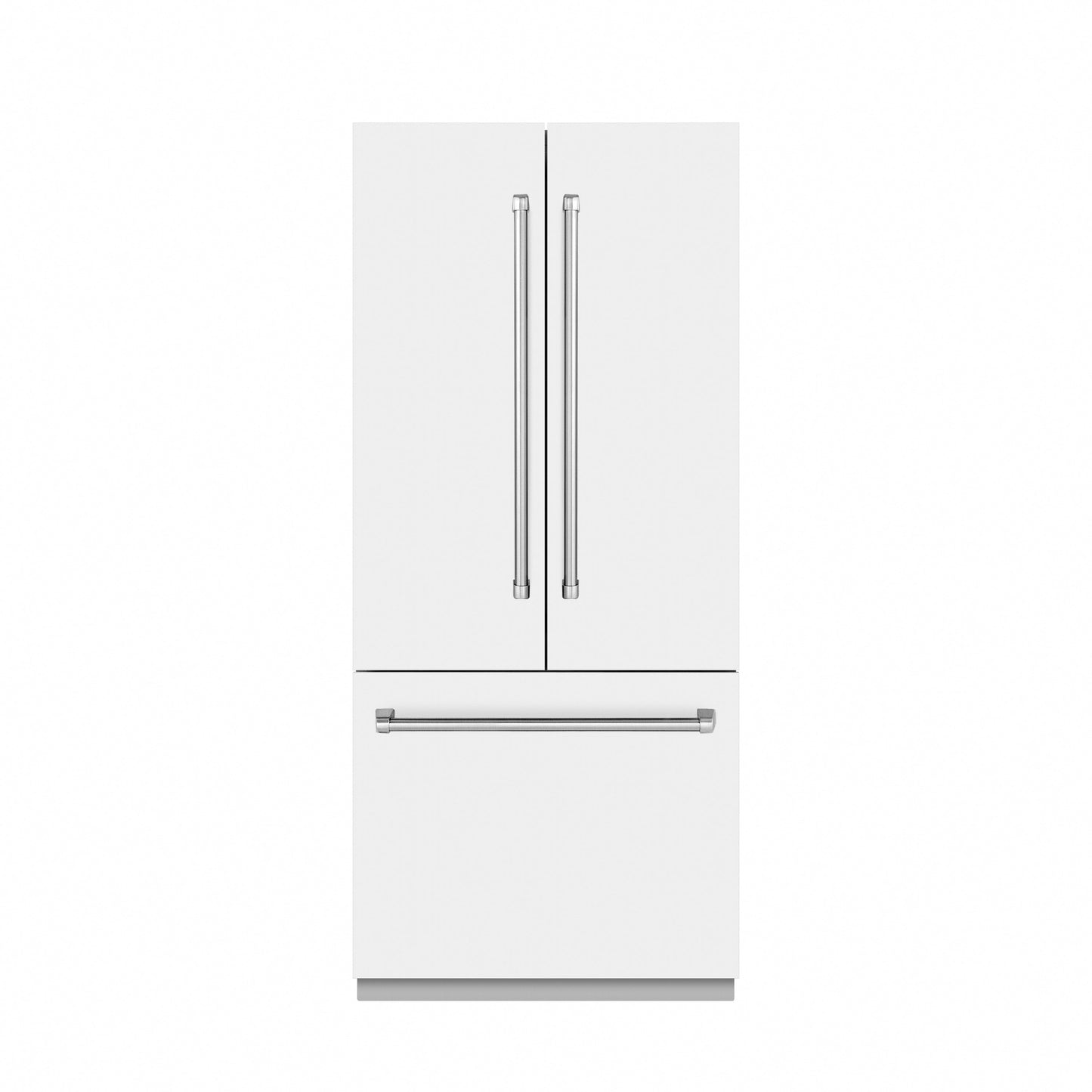 ZLINE 36 in. 19.6 cu. ft. French Door Built-In Bottom Freezer Refrigerator with Water Dispenser and Ice Maker in White Matte with Graphite Gray Interior (GRBIV-WM-36)