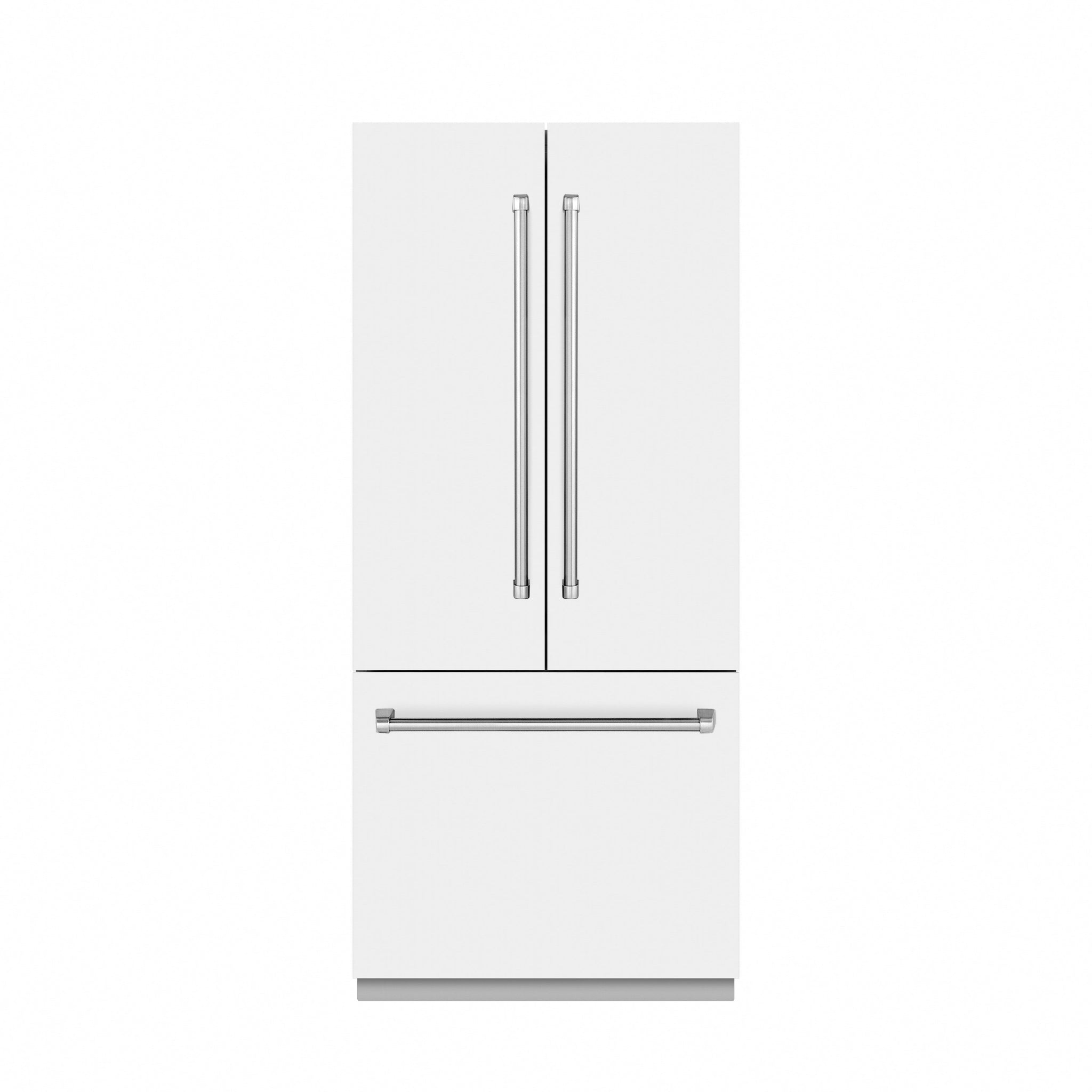 ZLINE 36 in. 19.6 cu. ft. French Door Built-In Bottom Freezer Refrigerator with Water Dispenser and Ice Maker in White Matte with Graphite Gray Interior (GRBIV-WM-36)