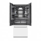 ZLINE 36 in. 19.6 cu. ft. French Door Built-In Bottom Freezer Refrigerator with Water Dispenser and Ice Maker in White Matte with Graphite Gray Interior (GRBIV-WM-36)