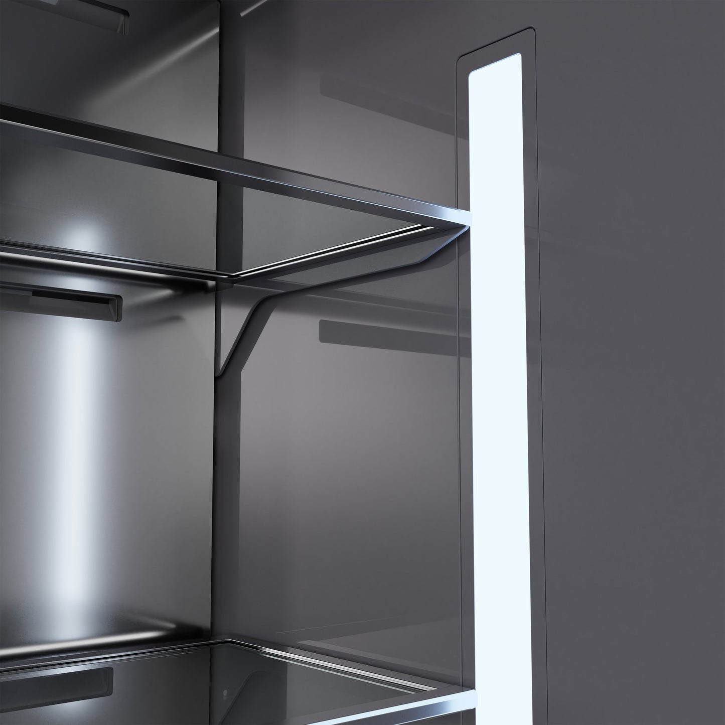 ZLINE Autograph Edition 36 in. 19.6 cu. ft. French Door Built-In Bottom Freezer Refrigerator with Water Dispenser and Ice Maker in White Matte with Graphite Gray Interior and Polished Gold Accents (GRBIVZ-WM-36-G)