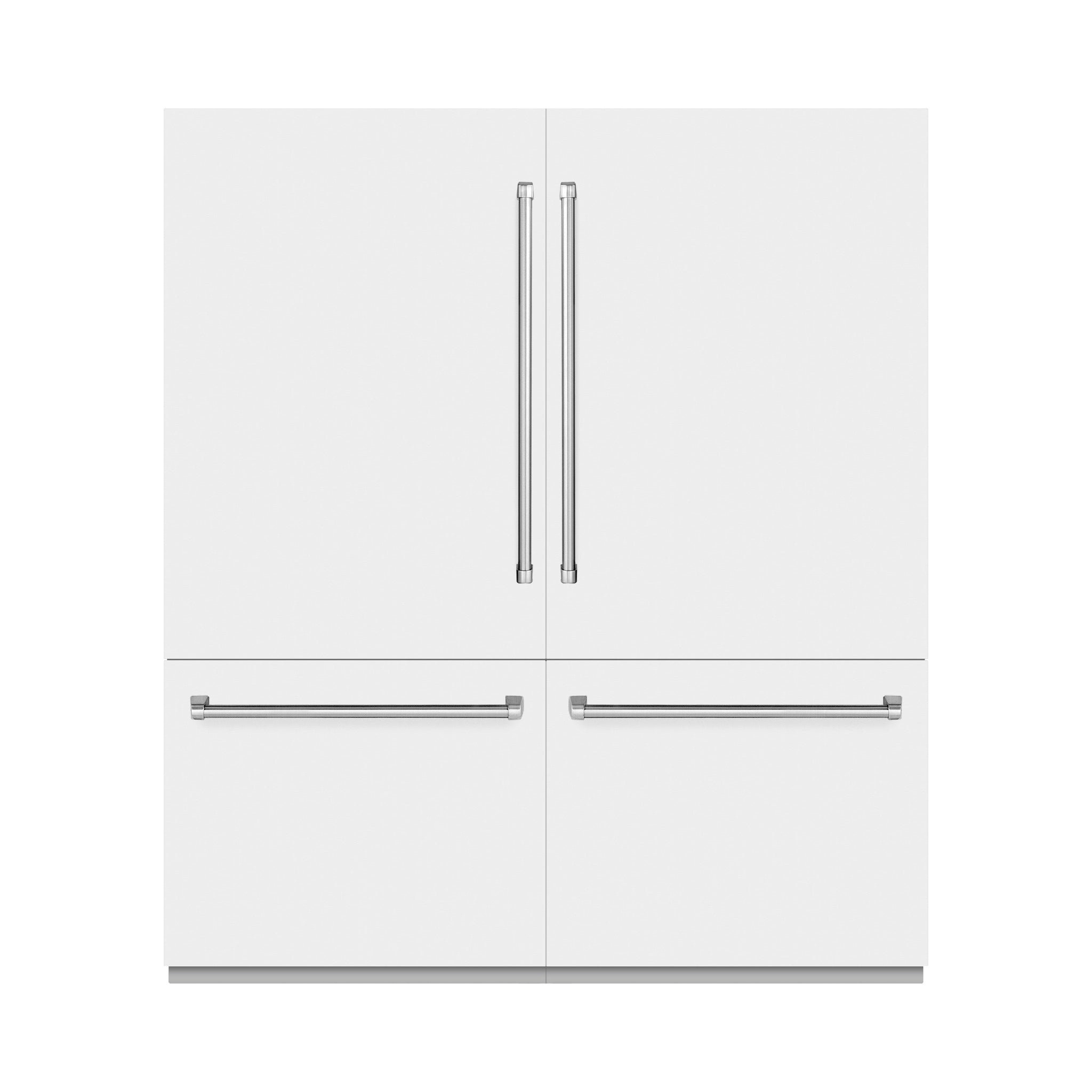 ZLINE 72 in. 39.6 cu. ft. French Door Built-In Bottom Freezer Refrigerator with Water Dispensers and Ice Makers in White Matte (RBIT-WM-72)