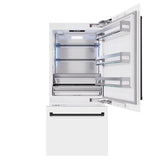 ZLINE Autograph Edition 36 in. 19.8 cu. ft. Built-In Bottom Freezer Refrigerator with Water Dispenser and Ice Maker in White Matte and Matte Black Accents (RBITZ-WM-36-MB)