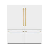 ZLINE Autograph Edition 72 in. 39.6 cu. ft. French Door Built-In Bottom Freezer Refrigerator with Water Dispensers and Ice Makers in White Matte and Champagne Bronze Accents (RBITZ-WM-72-CB)