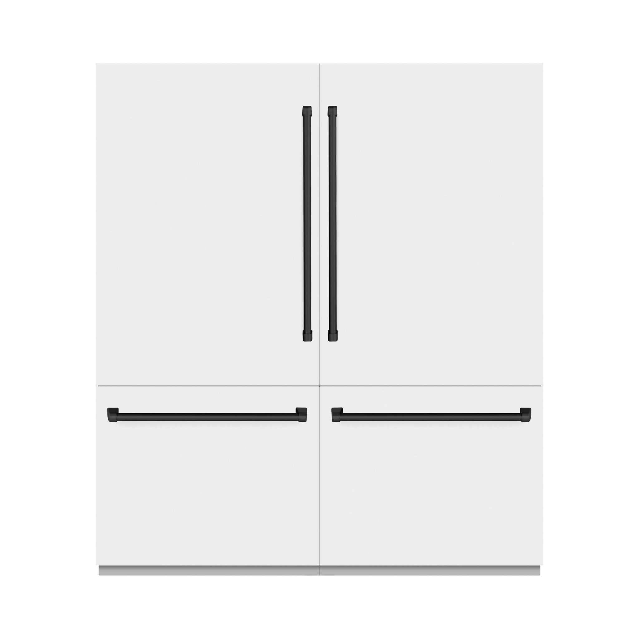 ZLINE Autograph Edition 72 in. 39.6 cu. ft. French Door Built-In Bottom Freezer Refrigerator with Water Dispensers and Ice Makers in White Matte and Matte Black Accents (RBITZ-WM-72-MB)