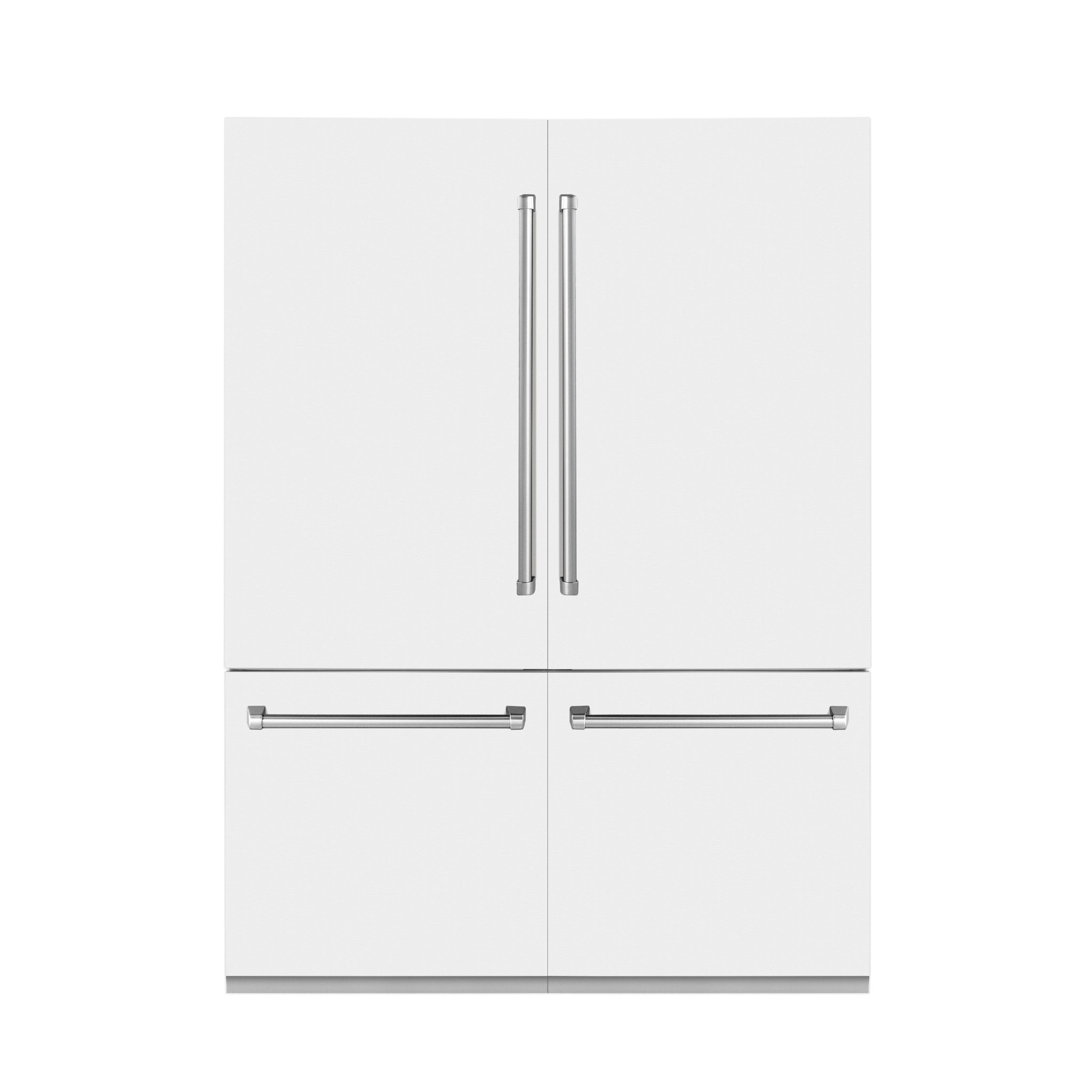 ZLINE 60 in. 32.2 cu. ft. French Door Built-In Bottom Freezer Refrigerator with Water Dispensers and Ice Makers in White Matte (RBIV-WM-60)