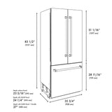 ZLINE Autograph Edition 36 in. 19.6 cu. ft. French Door Built-In Bottom Freezer Refrigerator with Water Dispenser and Ice Maker in White Matte with Polished Gold Accents (RBIVZ-WM-36-G)