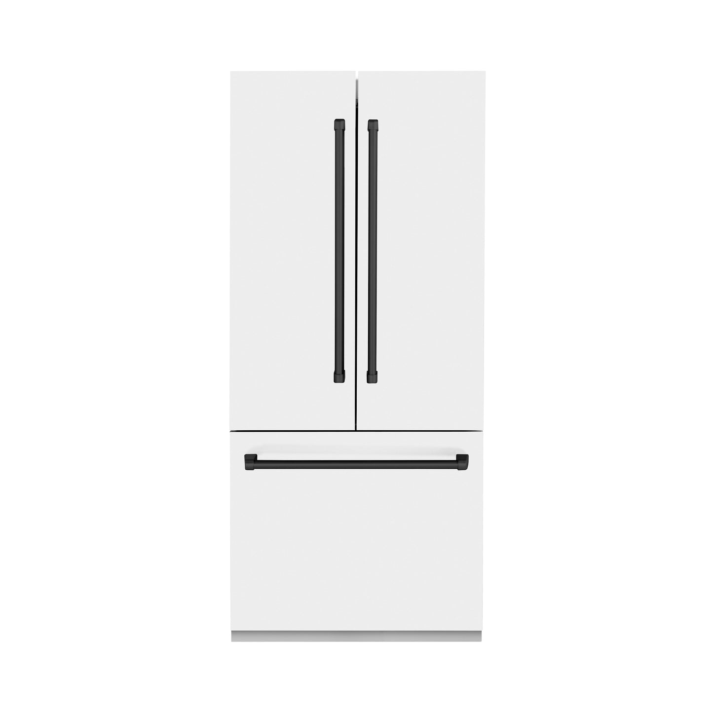 ZLINE Autograph Edition 36 in. 19.6 cu. ft. French Door Built-In Bottom Freezer Refrigerator with Water Dispenser and Ice Maker in White Matte with Matte Black Accents (RBIVZ-WM-36-MB)