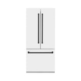 ZLINE Autograph Edition 36 in. 19.6 cu. ft. French Door Built-In Bottom Freezer Refrigerator with Water Dispenser and Ice Maker in White Matte with Matte Black Accents (RBIVZ-WM-36-MB)
