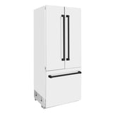 ZLINE Autograph Edition 36 in. 19.6 cu. ft. French Door Built-In Bottom Freezer Refrigerator with Water Dispenser and Ice Maker in White Matte with Matte Black Accents (RBIVZ-WM-36-MB)