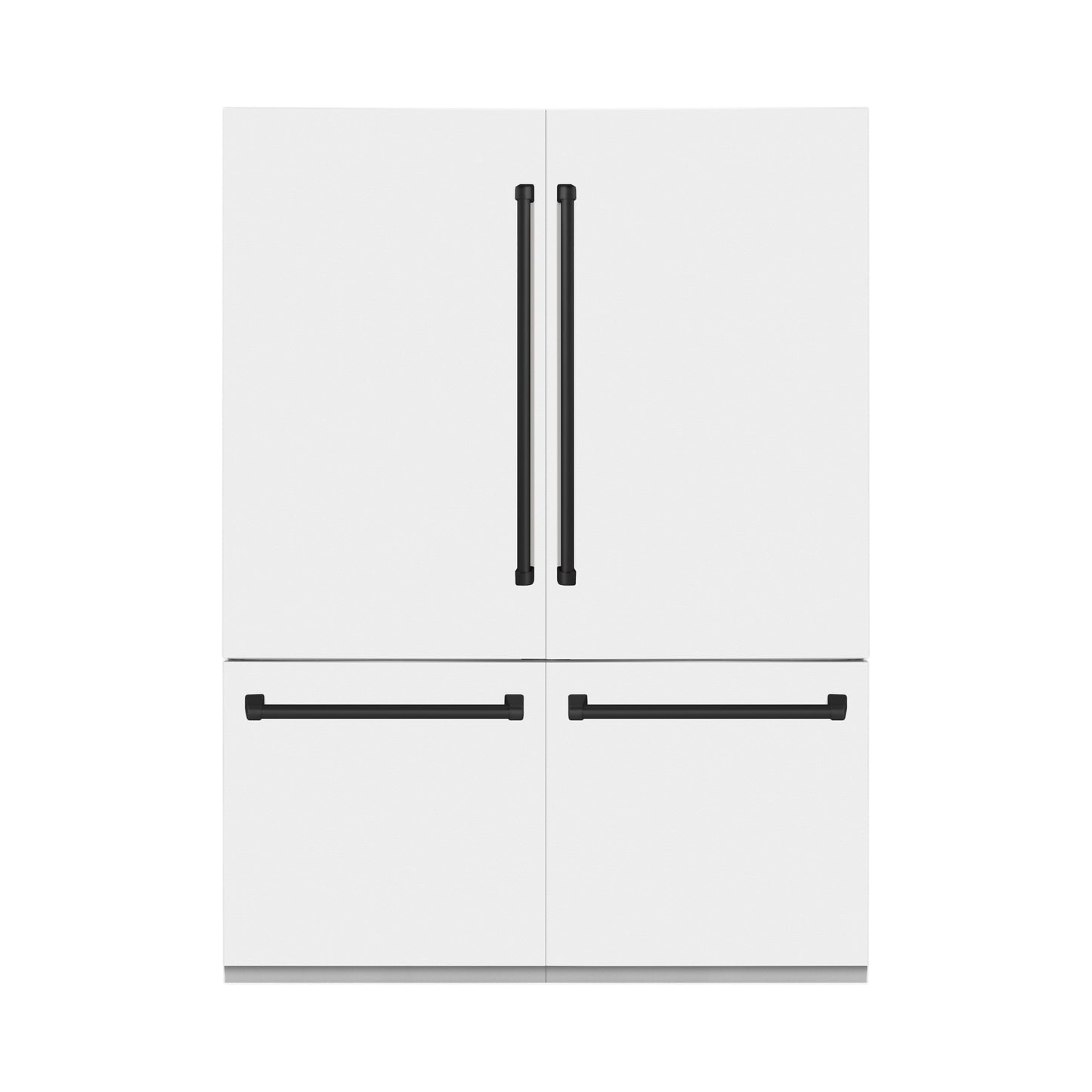 ZLINE Autograph Edition 60 in. 32.2 cu. ft. French Door Built-In Bottom Freezer Refrigerator with Water Dispenser and Ice Maker in White Matte with Matte Black Accents (RBIVZ-WM-60-MB)