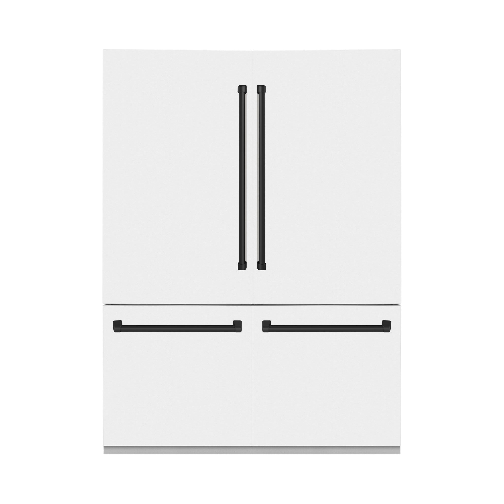 ZLINE Autograph Edition 60 in. 32.2 cu. ft. French Door Built-In Bottom Freezer Refrigerator with Water Dispenser and Ice Maker in White Matte with Matte Black Accents (RBIVZ-WM-60-MB)